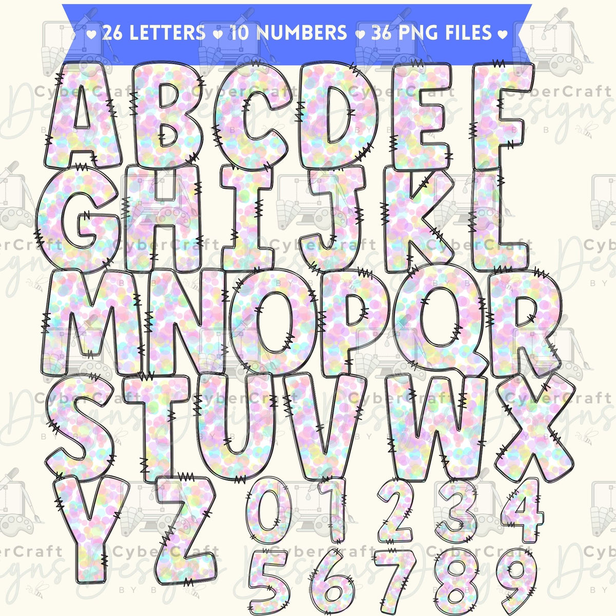 Pastel Watercolor Alphabet Clip Art Bundle PNG | A-Z Letters & 0-9 Numbers | Cute Monogram Alphabet | Commercial Use | Digital Download