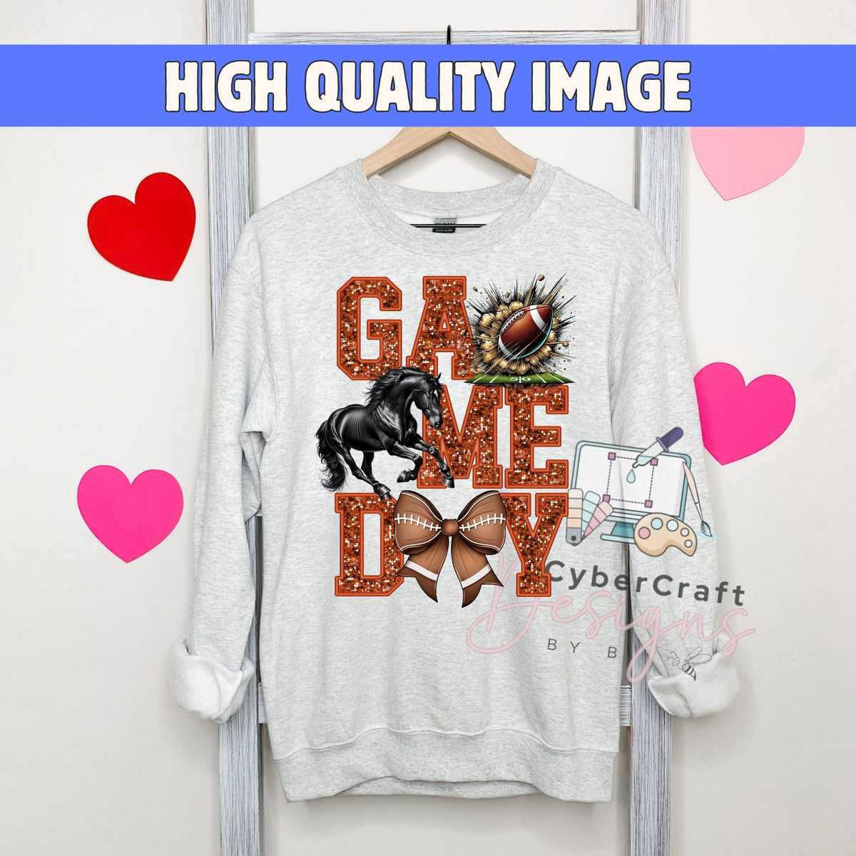 Digital PNG design displayed on a sweatshirt mockup demonstrating how the artwork looks on clothing.