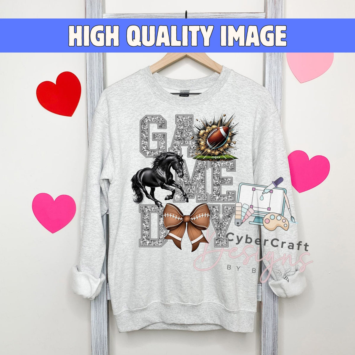 Digital PNG design displayed on a sweatshirt mockup demonstrating how the artwork looks on clothing.
