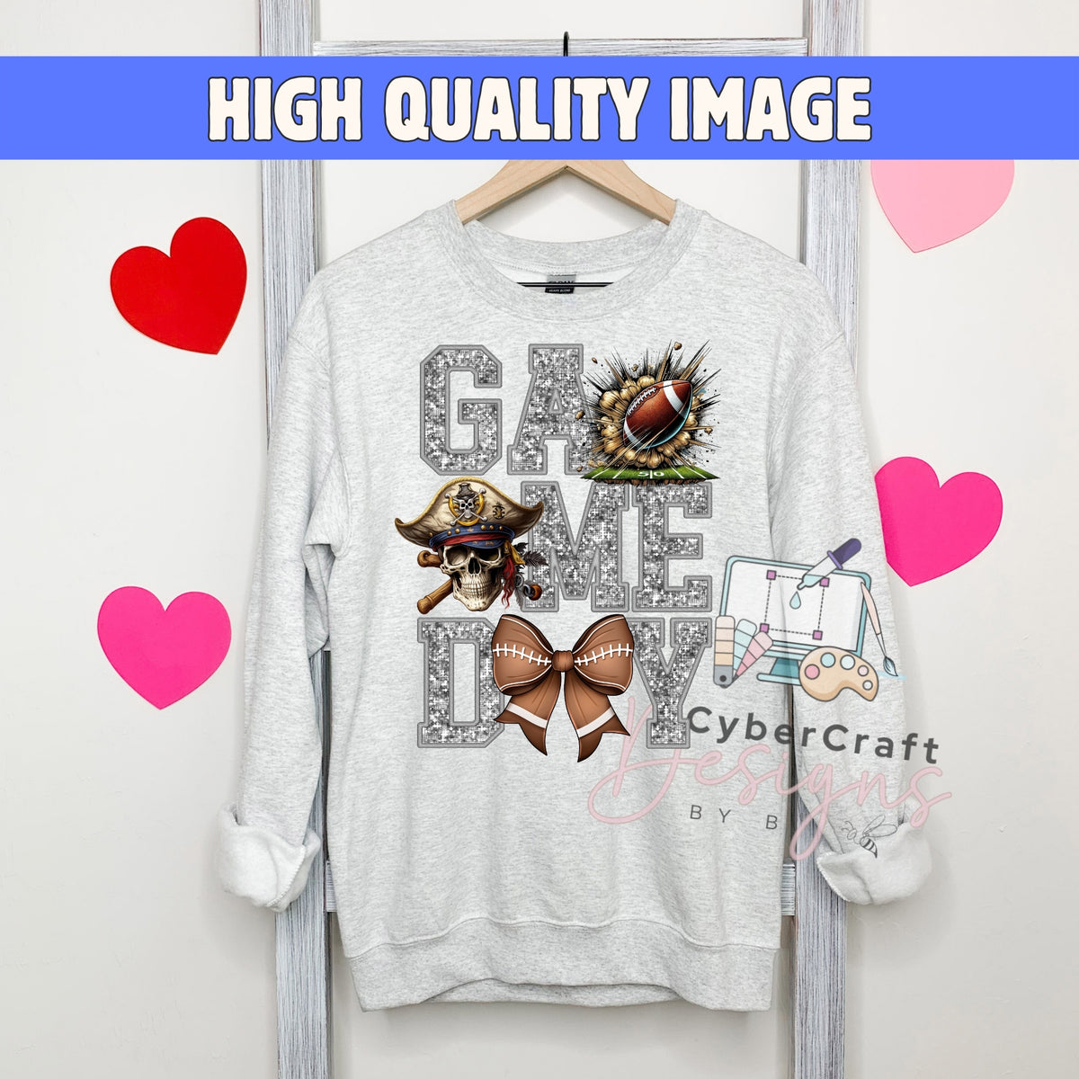 Digital PNG design displayed on a sweatshirt mockup demonstrating how the artwork looks on clothing.