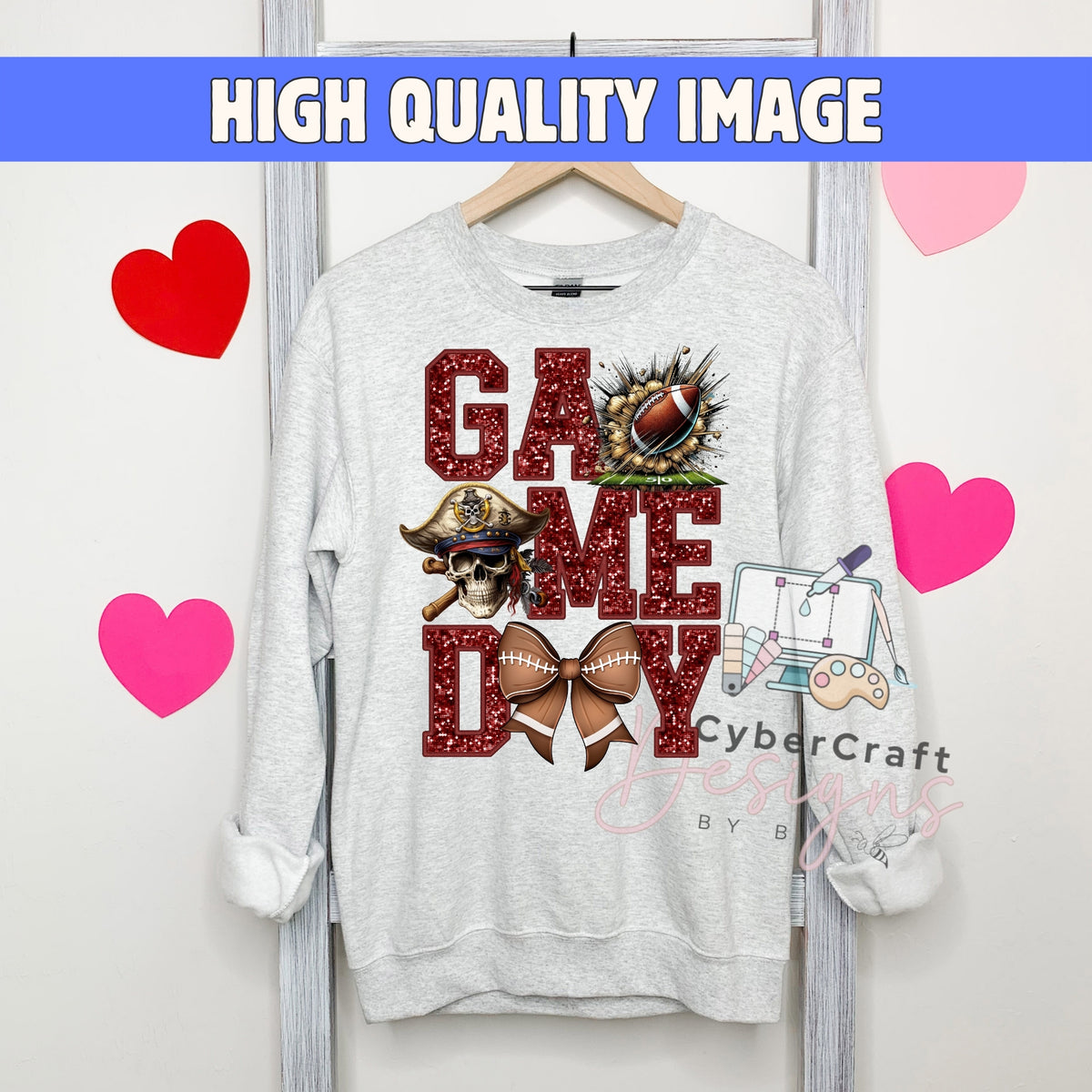Digital PNG design displayed on a sweatshirt mockup demonstrating how the artwork looks on clothing.