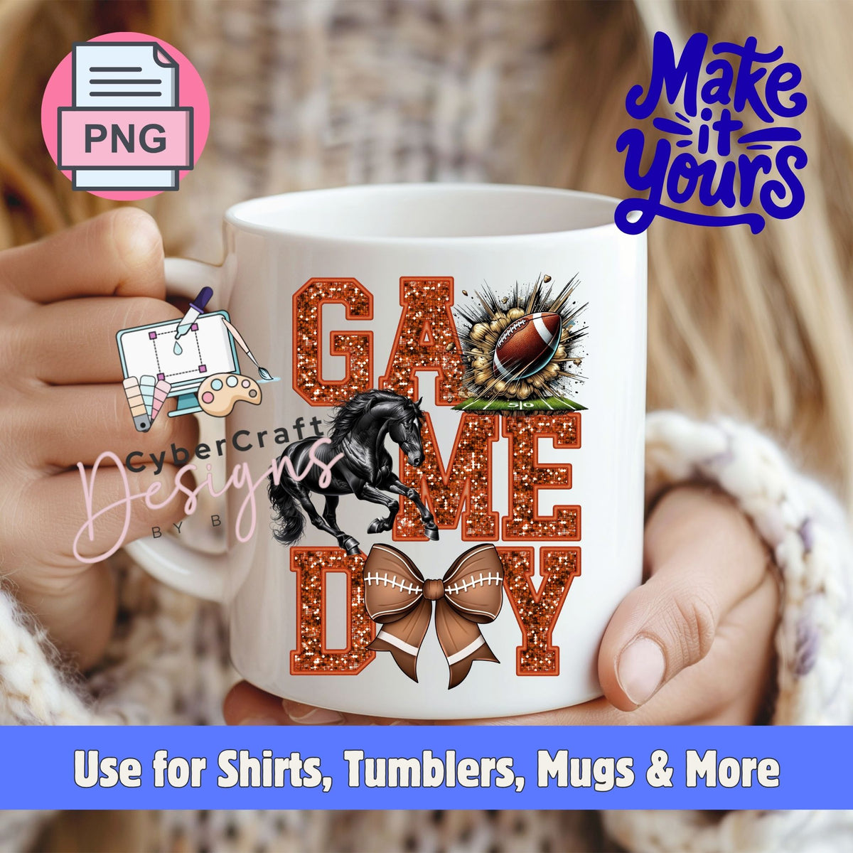 Digital PNG design displayed on a coffee mug mockup demonstrating sublimation and printable craft ideas.