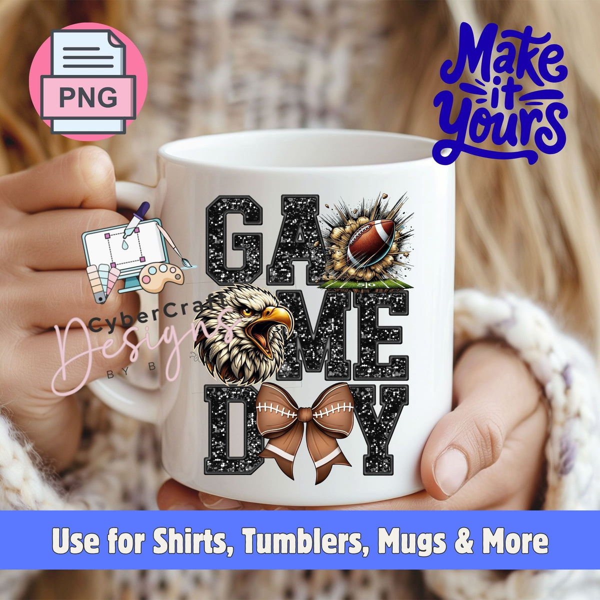 Digital PNG design displayed on a coffee mug mockup demonstrating sublimation and printable craft ideas.