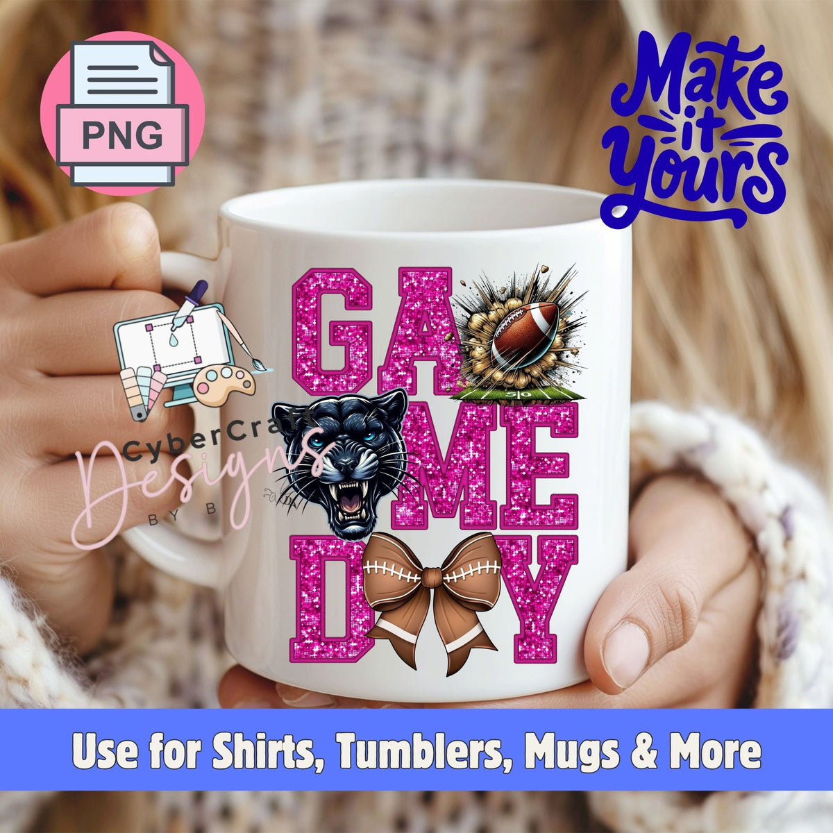Digital PNG design displayed on a coffee mug mockup demonstrating sublimation and printable craft ideas.