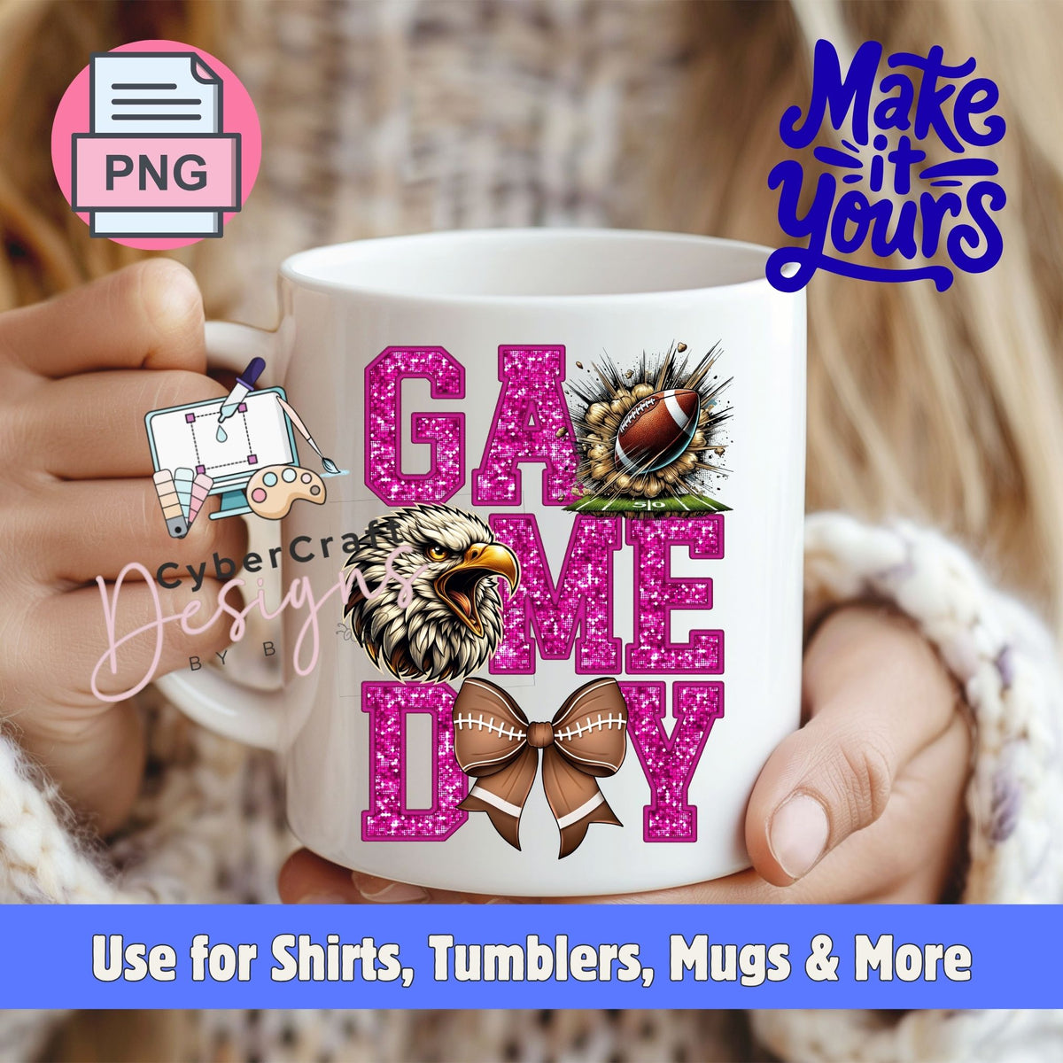 Digital PNG design displayed on a coffee mug mockup demonstrating sublimation and printable craft ideas.