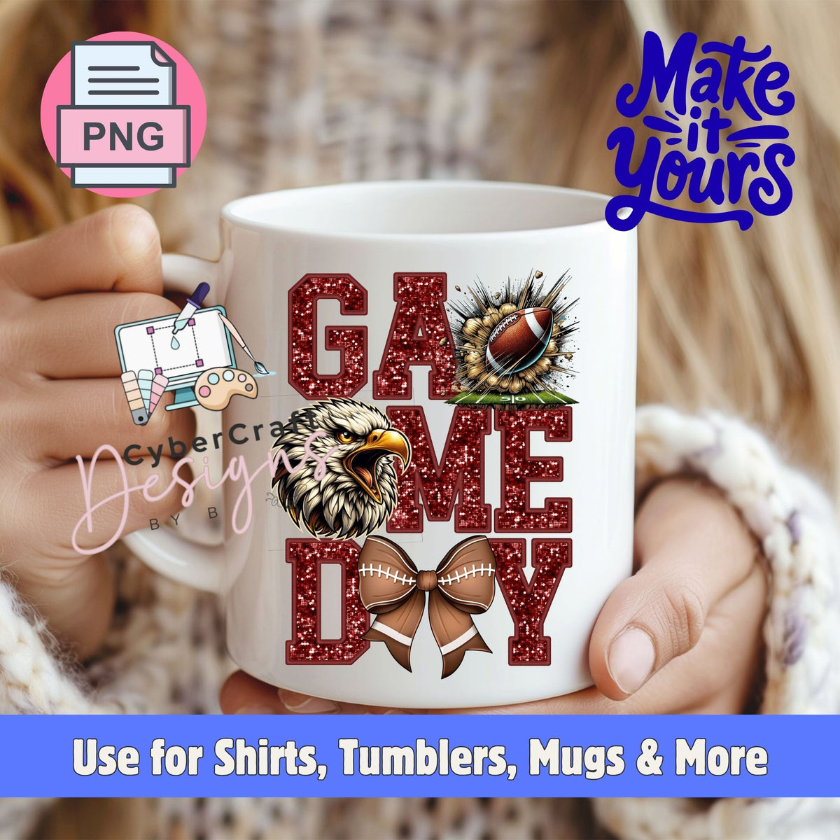Digital PNG design displayed on a coffee mug mockup demonstrating sublimation and printable craft ideas.