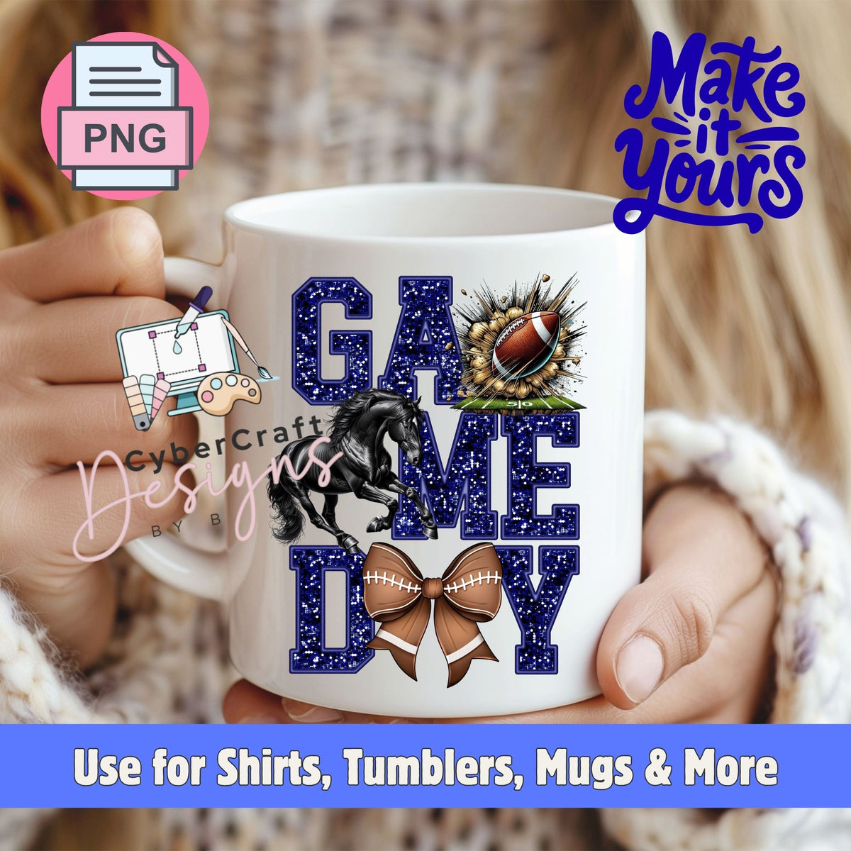 Digital PNG design displayed on a coffee mug mockup demonstrating sublimation and printable craft ideas.