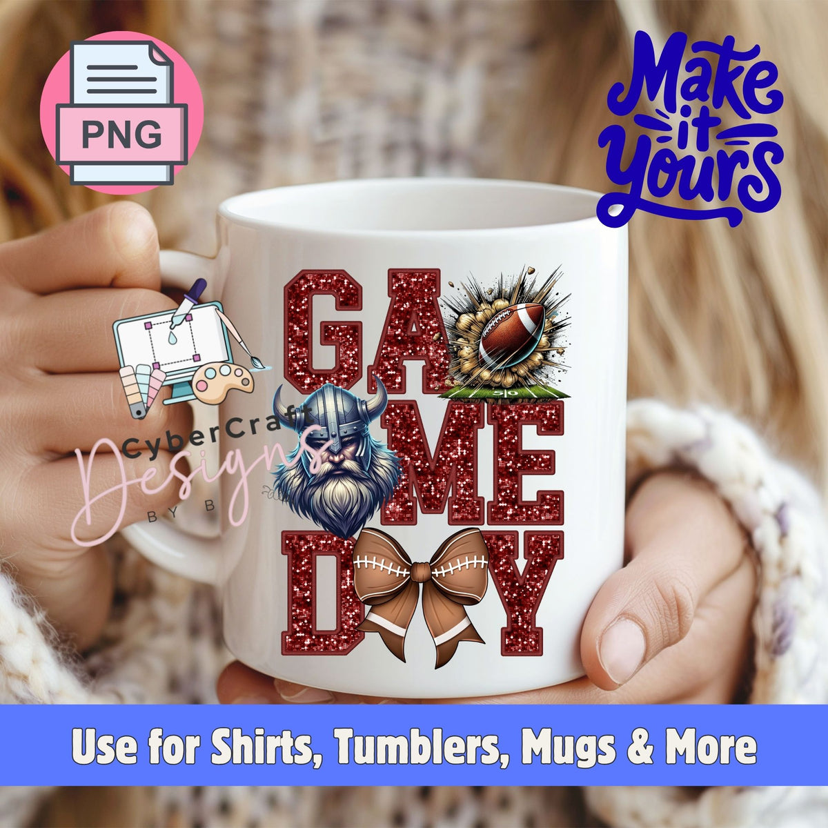 Digital PNG design displayed on a coffee mug mockup demonstrating sublimation and printable craft ideas.