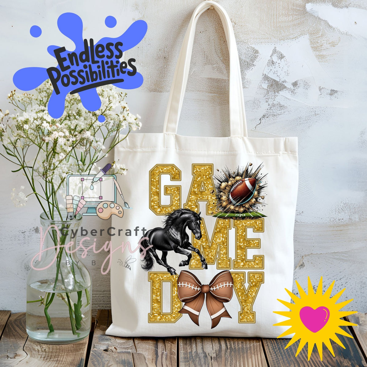 Digital PNG design displayed on a canvas tote bag mockup for DIY crafting and commercial product inspiration.