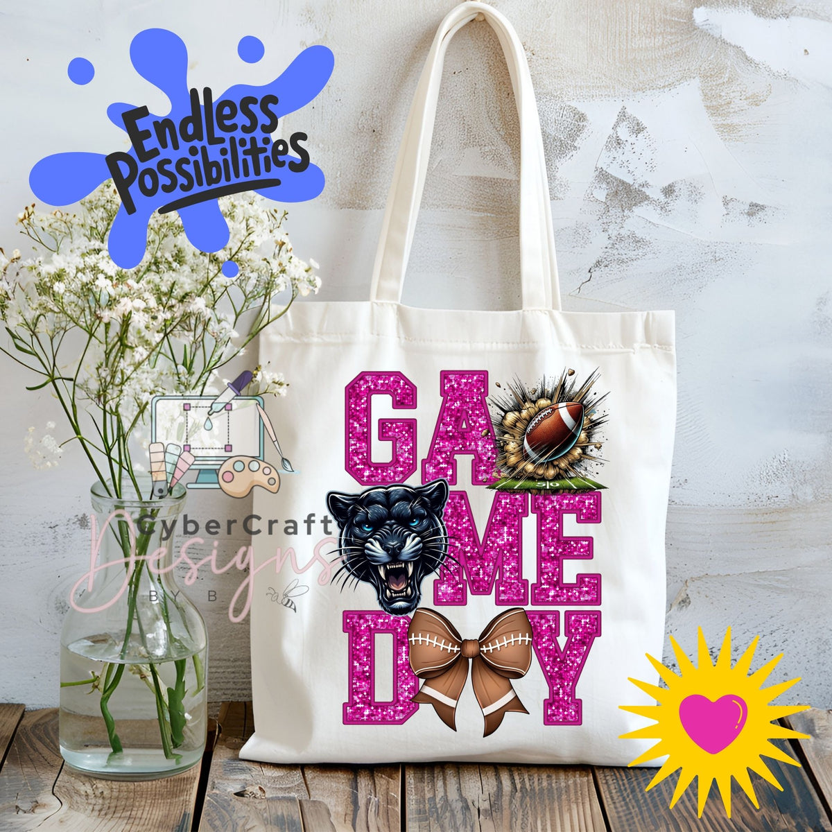 Digital PNG design displayed on a canvas tote bag mockup for DIY crafting and commercial product inspiration.