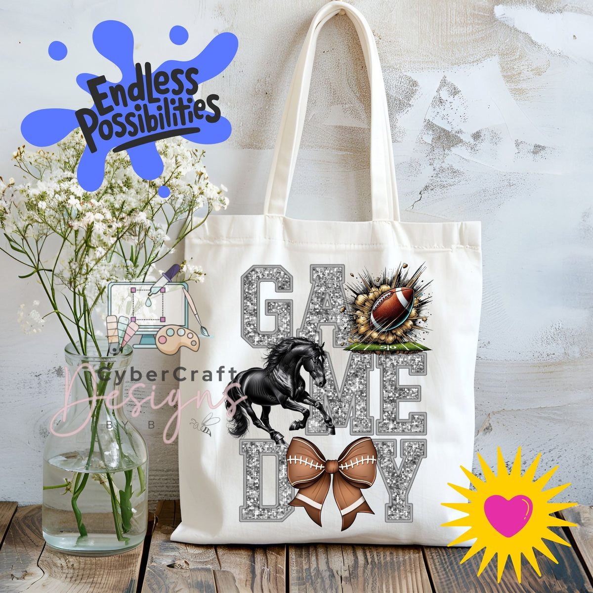 Digital PNG design displayed on a canvas tote bag mockup for DIY crafting and commercial product inspiration.