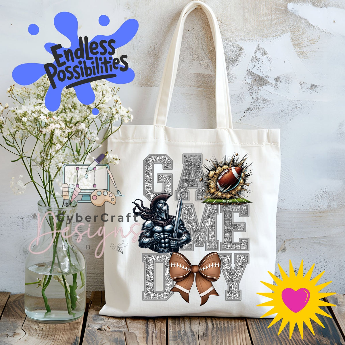Digital PNG design displayed on a canvas tote bag mockup for DIY crafting and commercial product inspiration.