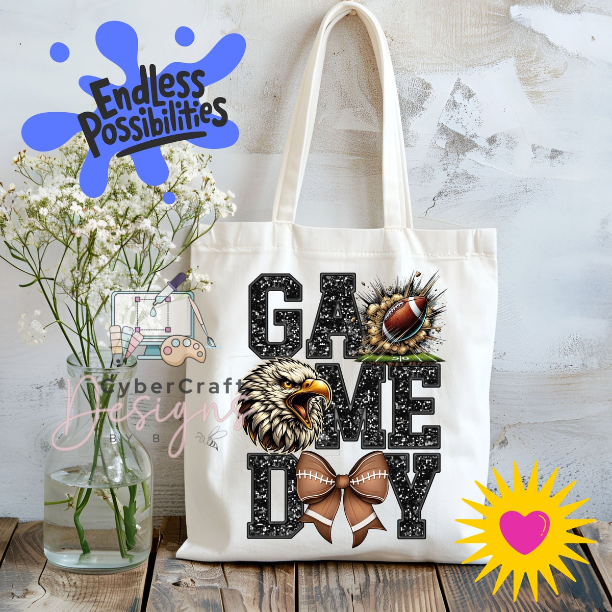 Digital PNG design displayed on a canvas tote bag mockup for DIY crafting and commercial product inspiration.