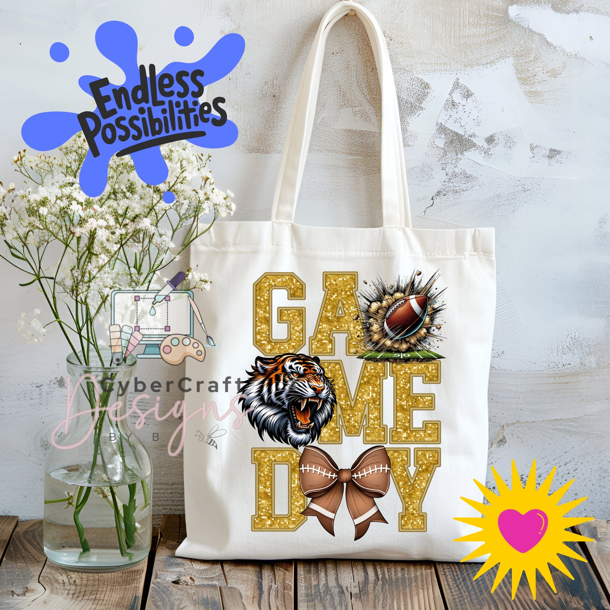 Digital PNG design displayed on a canvas tote bag mockup for DIY crafting and commercial product inspiration.