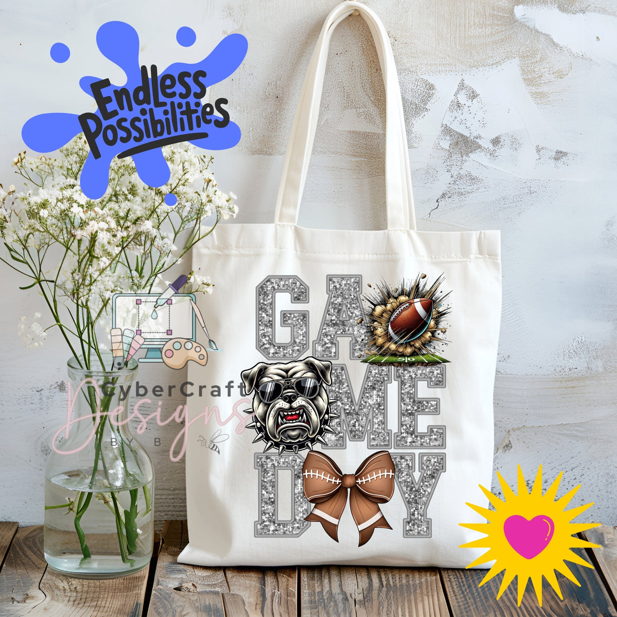 Digital PNG design displayed on a canvas tote bag mockup for DIY crafting and commercial product inspiration.