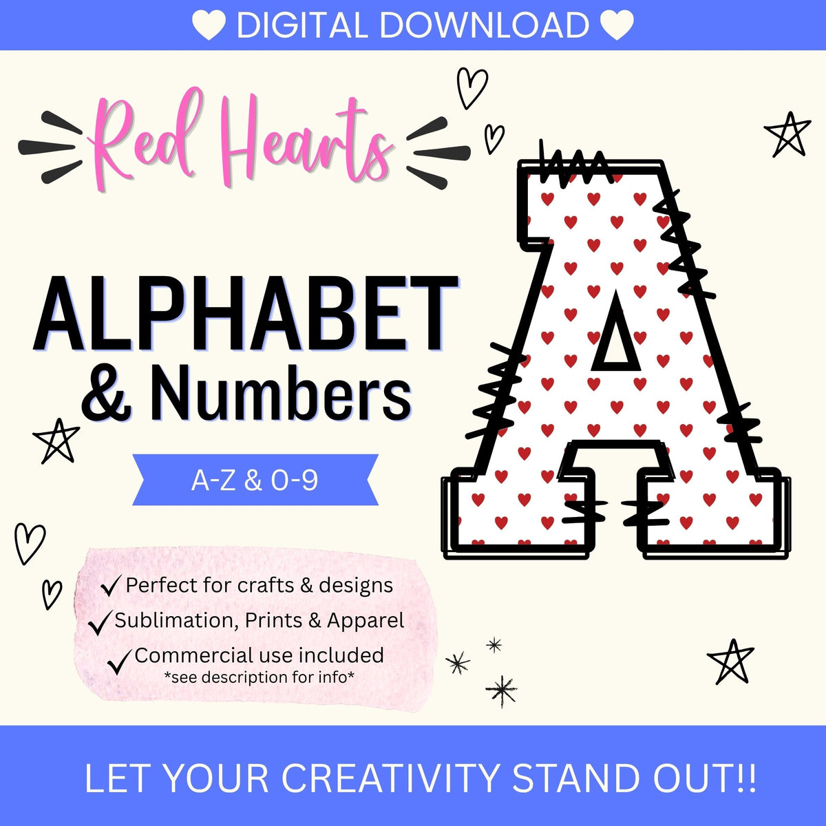 Red Hearts Alphabet Clip Art Bundle PNG | A-Z Letters & 0-9 Numbers | Valentine Alphabet | Commercial Use | Sublimation PNG | Digital Download | Printable Monogram Letters