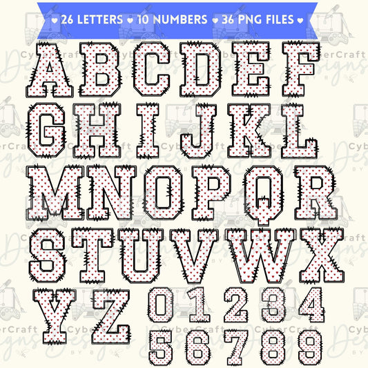Red Hearts Alphabet Clip Art Bundle PNG | A-Z Letters & 0-9 Numbers | Valentine Alphabet | Commercial Use | Sublimation PNG | Digital Download | Printable Monogram Letters
