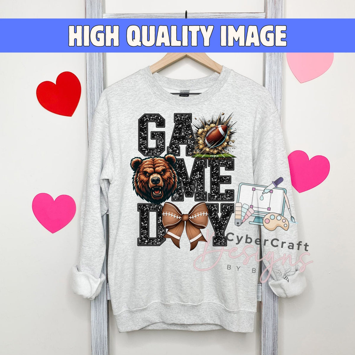 Digital PNG design displayed on a sweatshirt mockup demonstrating how the artwork looks on clothing.