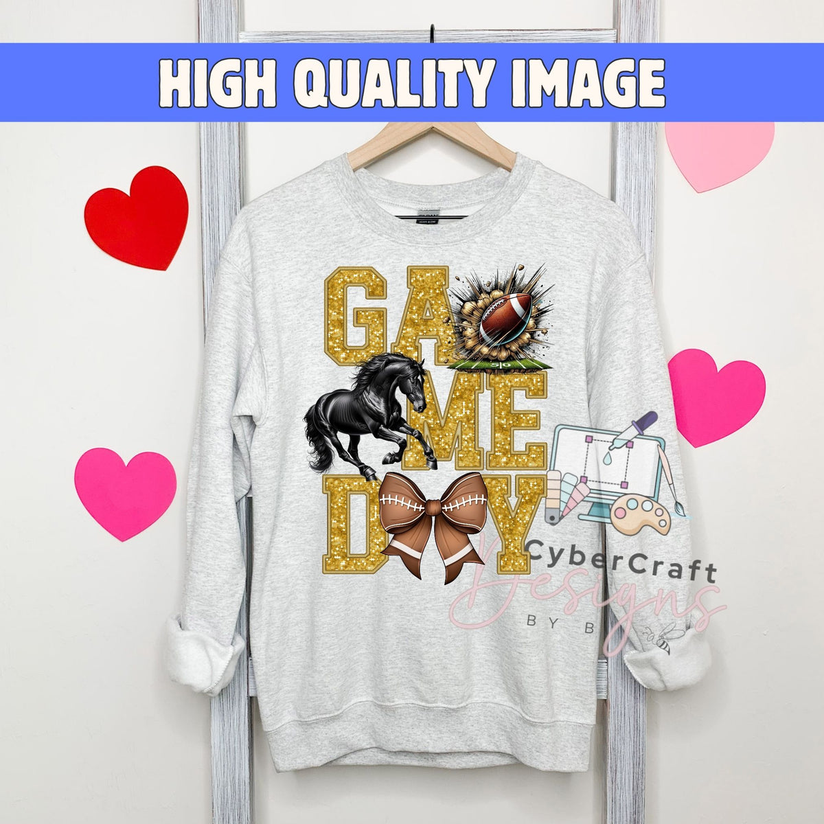 Digital PNG design displayed on a sweatshirt mockup demonstrating how the artwork looks on clothing.