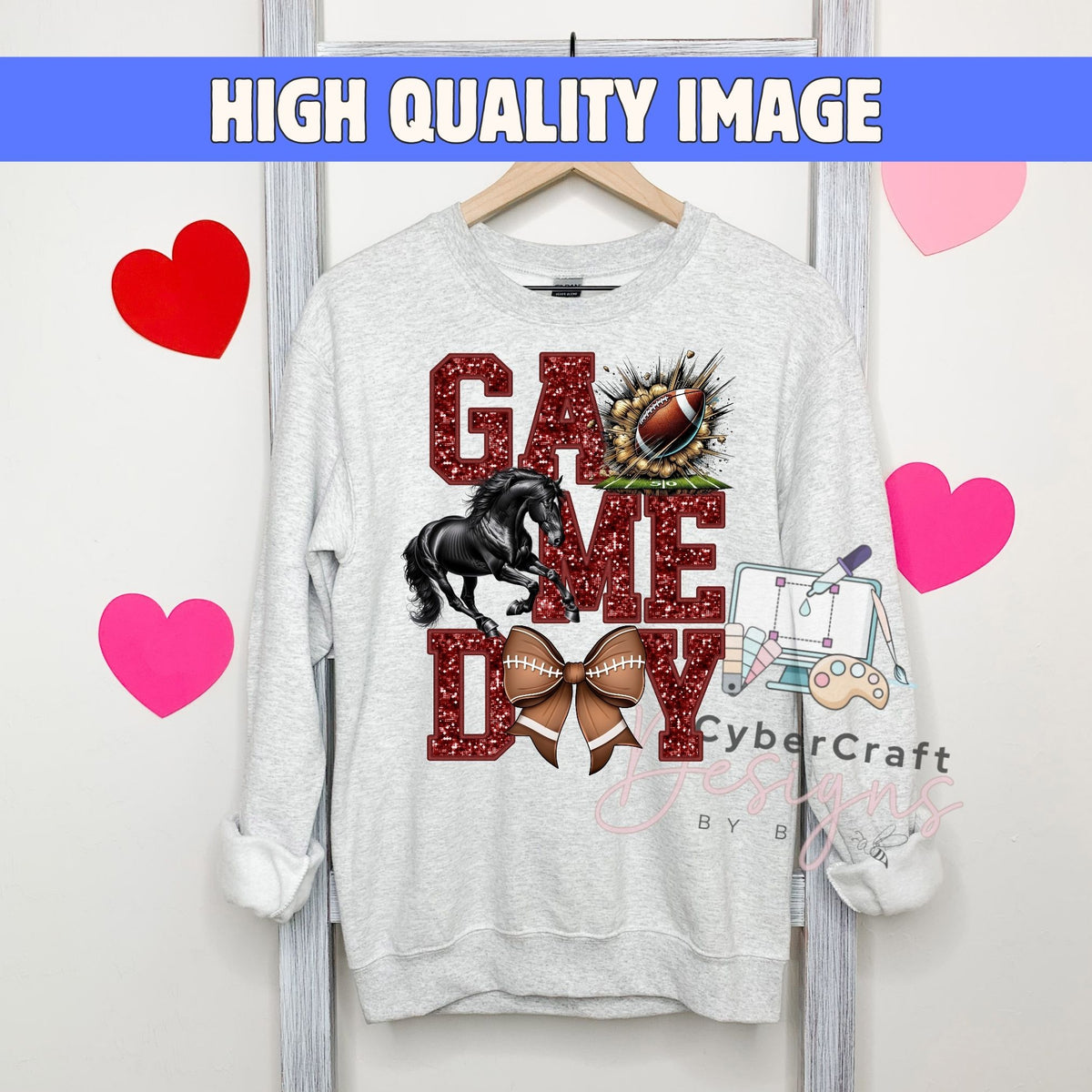 Digital PNG design displayed on a sweatshirt mockup demonstrating how the artwork looks on clothing.