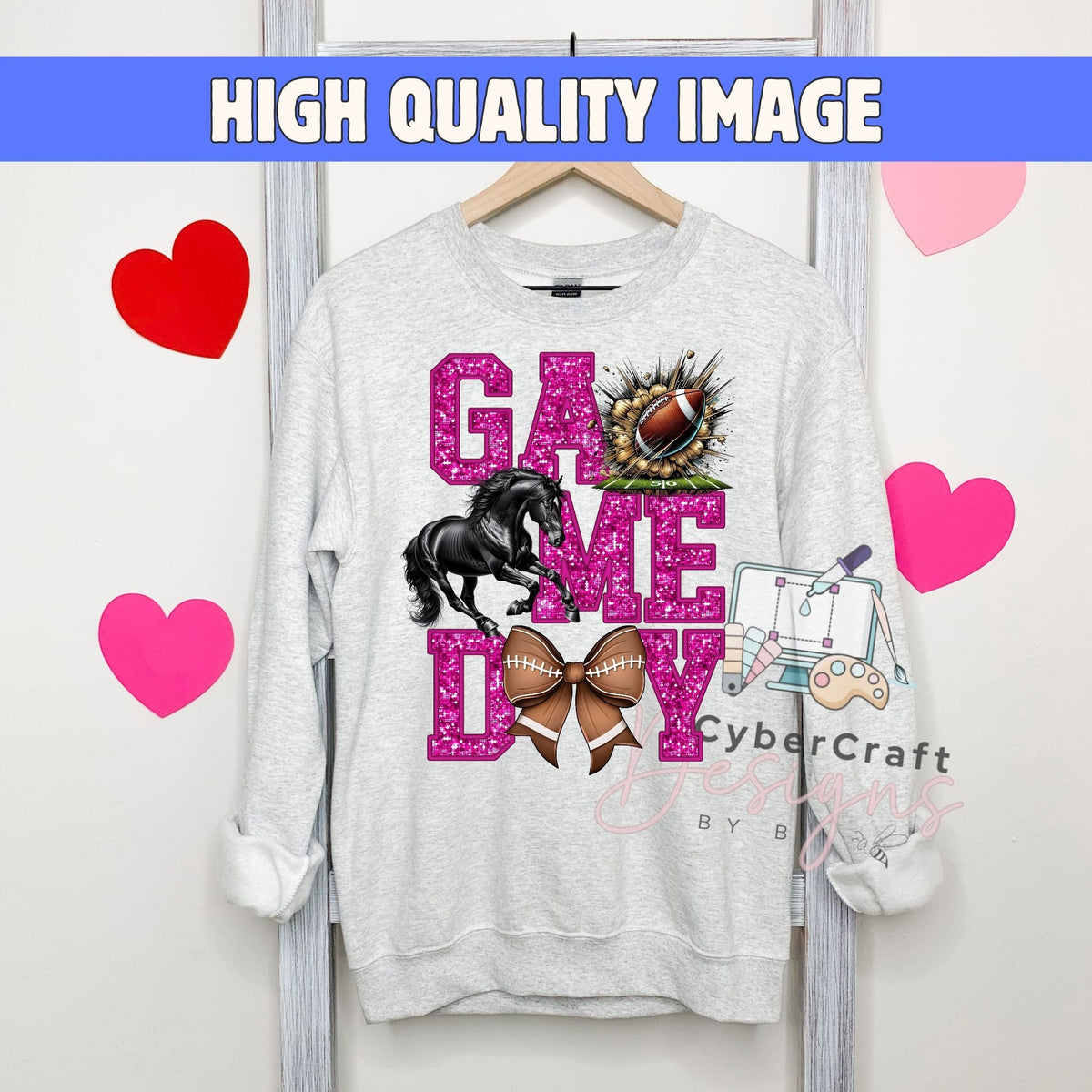 Digital PNG design displayed on a sweatshirt mockup demonstrating how the artwork looks on clothing.