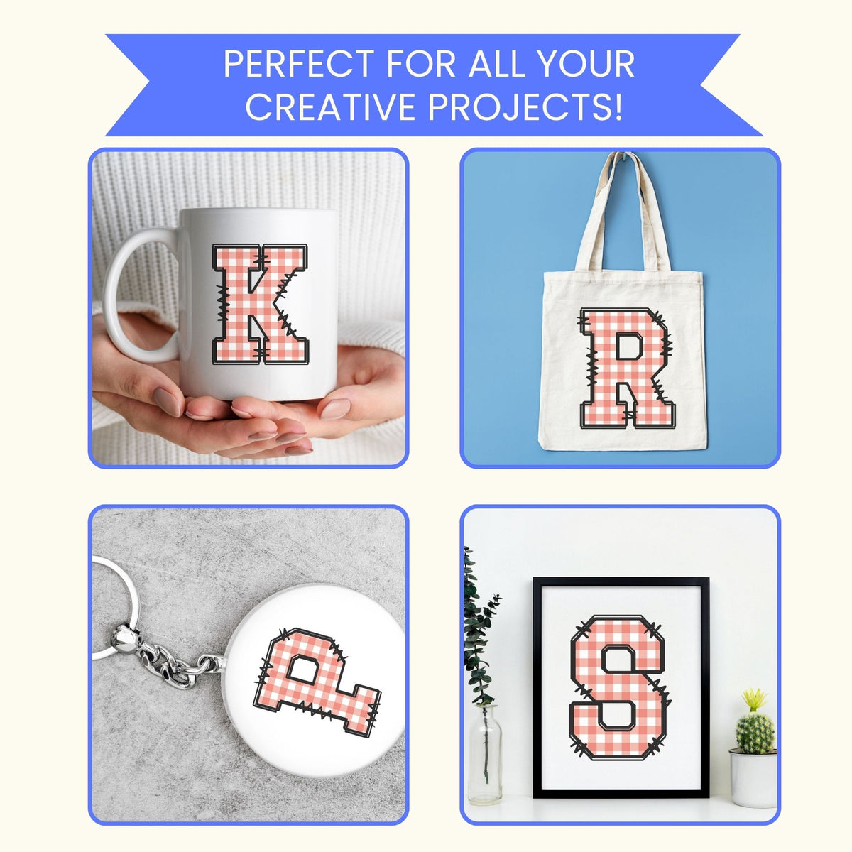 Pink Gingham Alphabet Clip Art Bundle PNG | A-Z Letters & 0-9 Numbers | Commercial Use | Sublimation Alphabet | Digital Download | Printable Monogram Letters