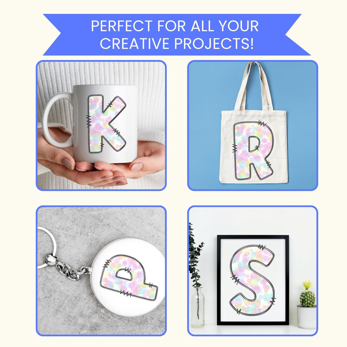 Pastel Watercolor Alphabet Clip Art Bundle PNG | A-Z Letters & 0-9 Numbers | Cute Monogram Alphabet | Commercial Use | Digital Download