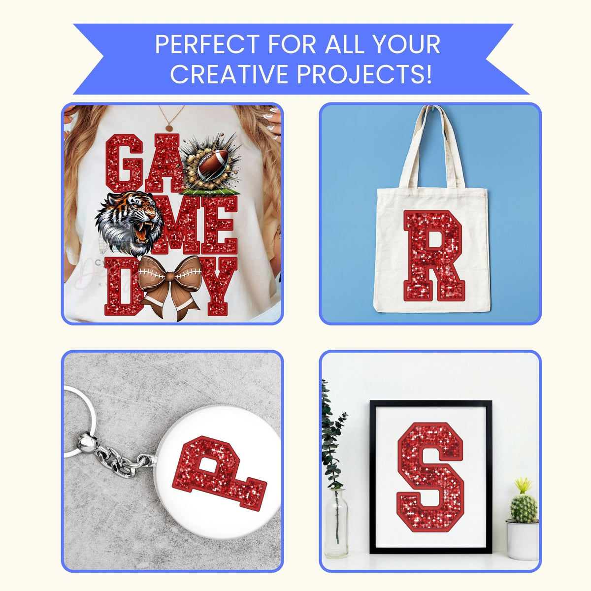Red Glitter Varsity Alphabet & Number Clip Art Bundle PNG | A-Z Letters & 0-9 Numbers | Commercial Use | Sublimation Alphabet | Digital Download