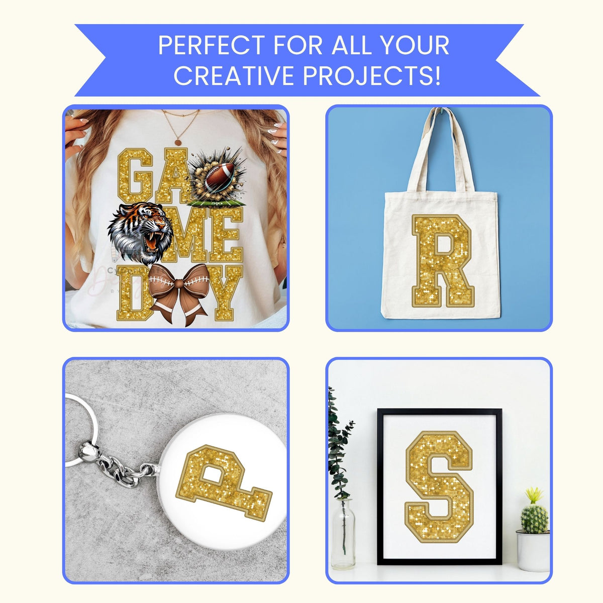 Gold Glitter Varsity Alphabet & Number Clip Art Bundle PNG | A-Z Letters & 0-9 Numbers | Commercial Use | Sublimation Alphabet | Digital Download