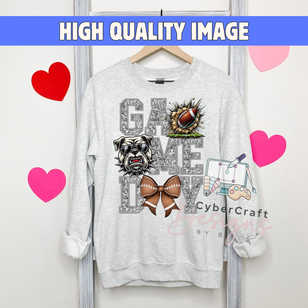 Digital PNG design displayed on a sweatshirt mockup demonstrating how the artwork looks on clothing.