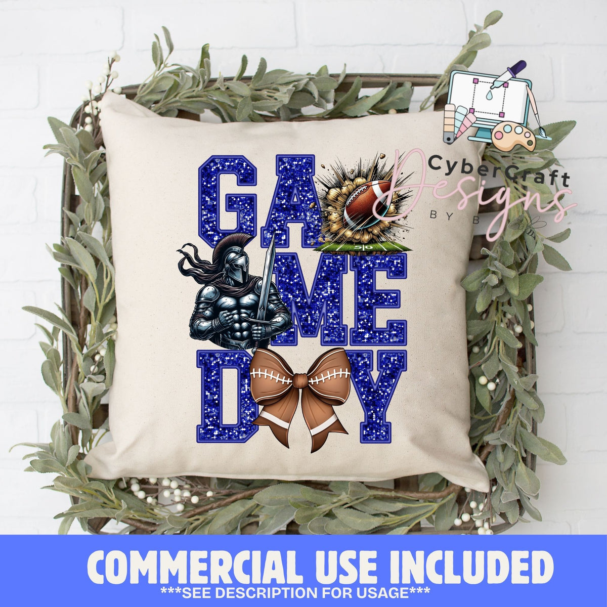 Digital PNG design displayed on a decorative pillow mockup showing one of many possible finished product applications.