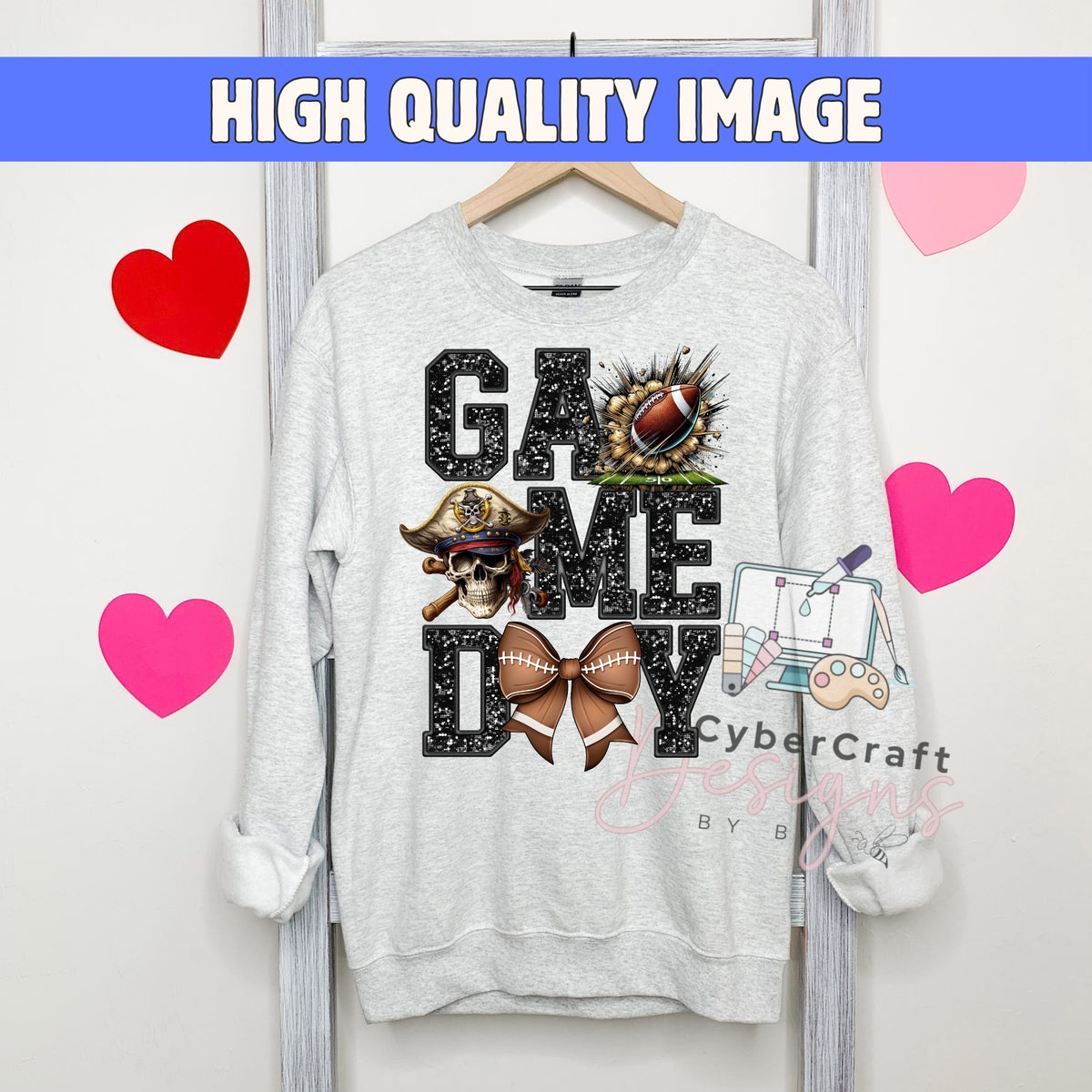Digital PNG design displayed on a sweatshirt mockup demonstrating how the artwork looks on clothing.