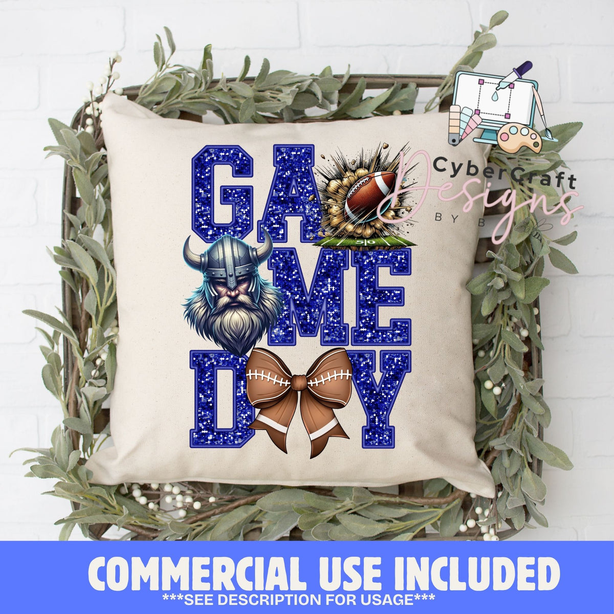 Digital PNG design displayed on a decorative pillow mockup showing one of many possible finished product applications.
