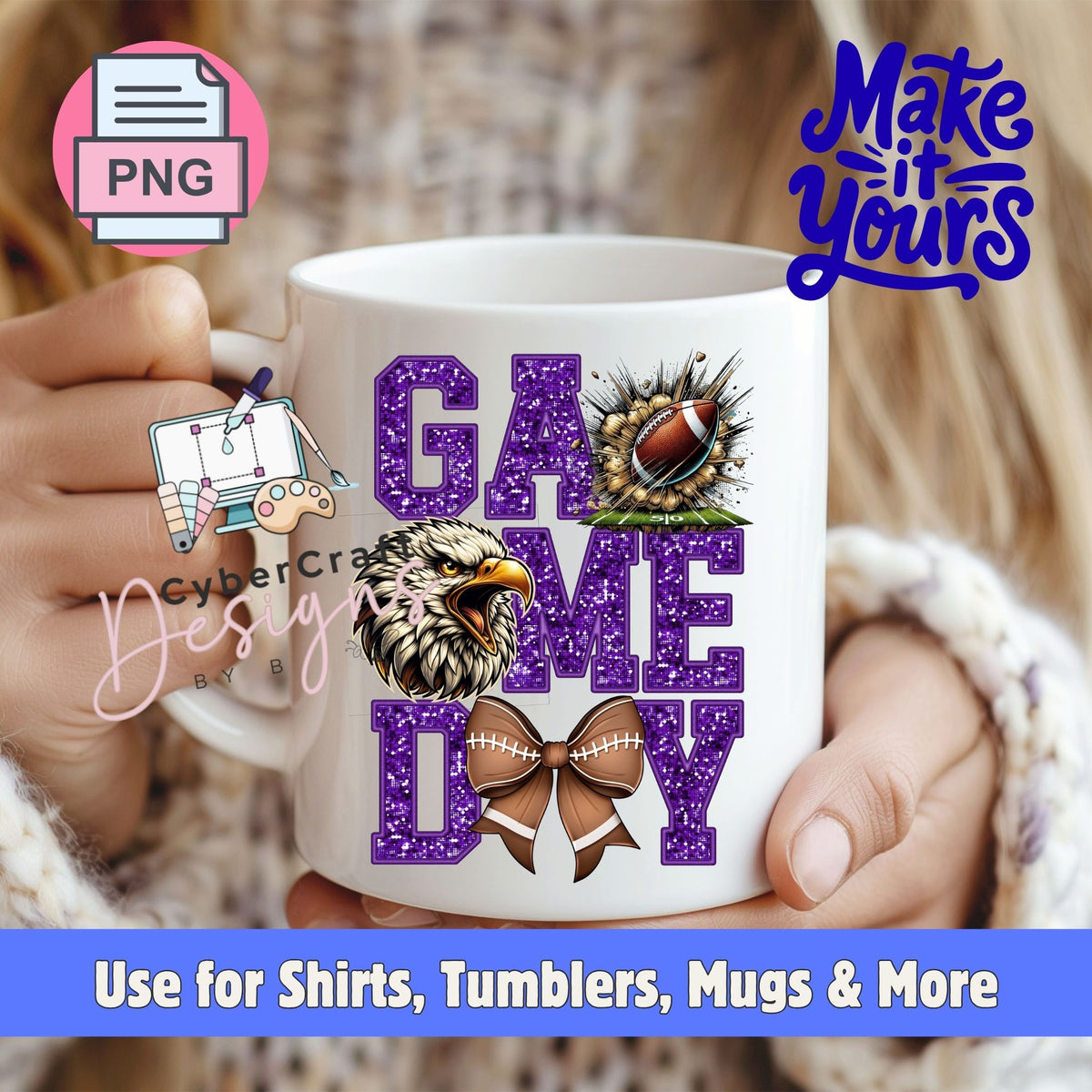 Digital PNG design displayed on a coffee mug mockup demonstrating sublimation and printable craft ideas.