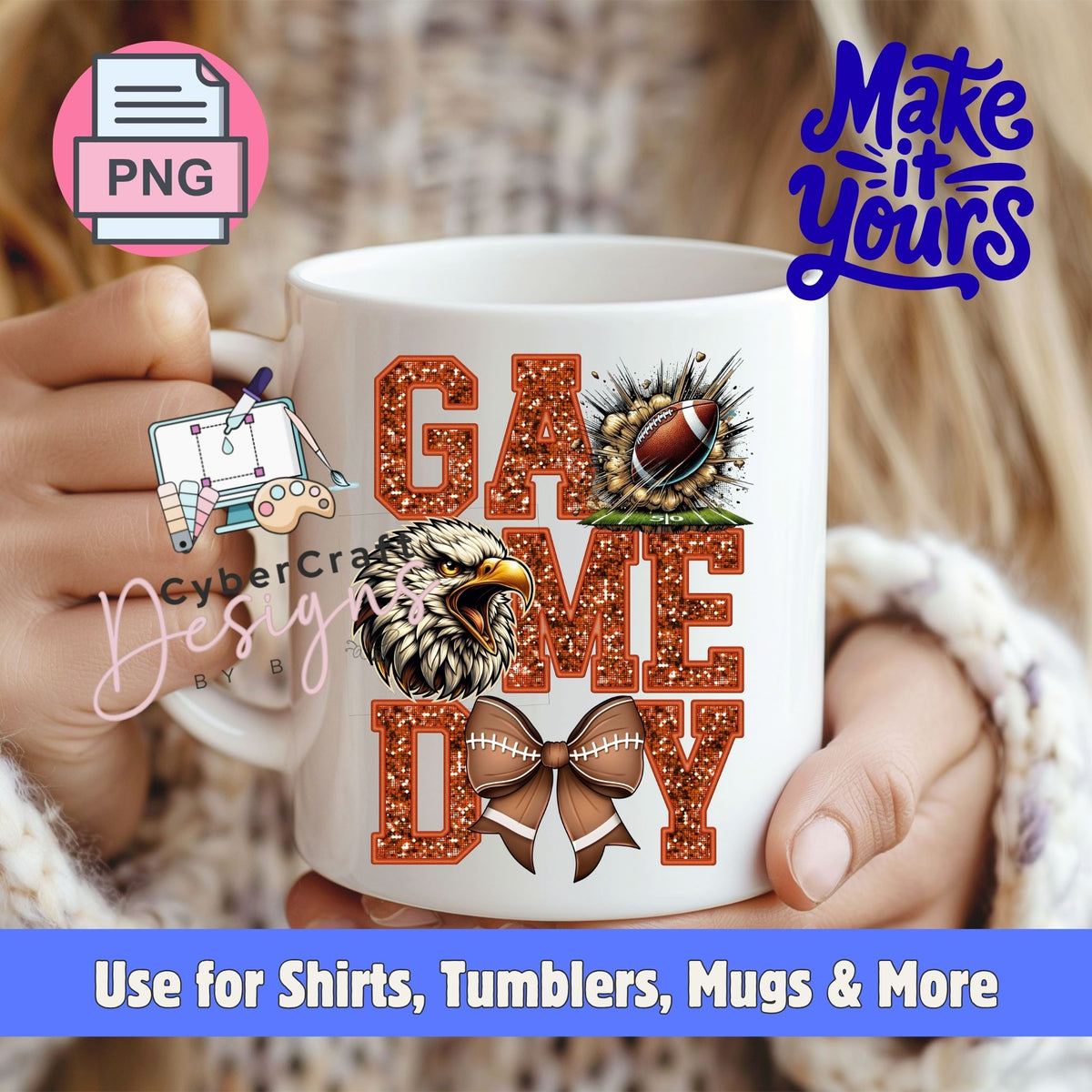 Digital PNG design displayed on a coffee mug mockup demonstrating sublimation and printable craft ideas.