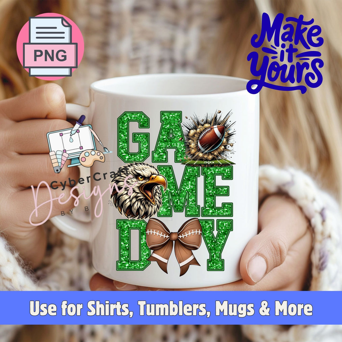 Digital PNG design displayed on a coffee mug mockup demonstrating sublimation and printable craft ideas.