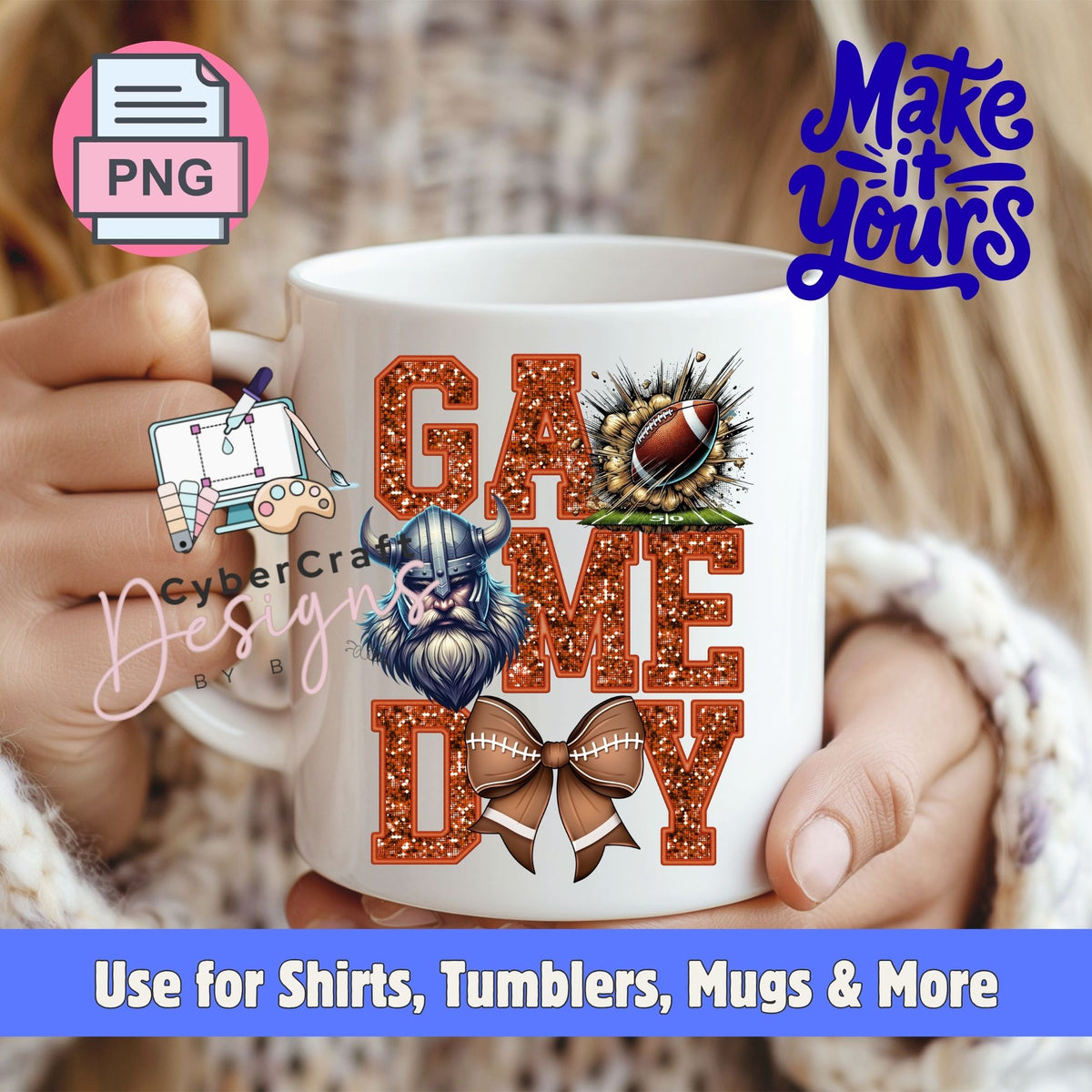 Digital PNG design displayed on a coffee mug mockup demonstrating sublimation and printable craft ideas.