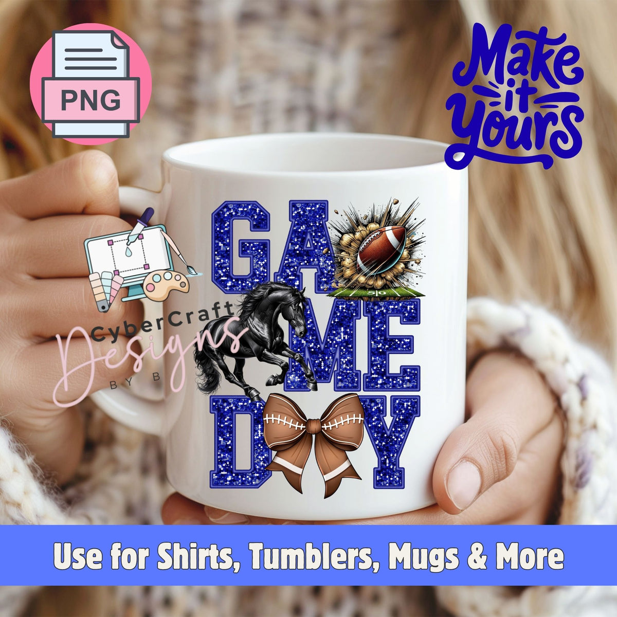 Digital PNG design displayed on a coffee mug mockup demonstrating sublimation and printable craft ideas.