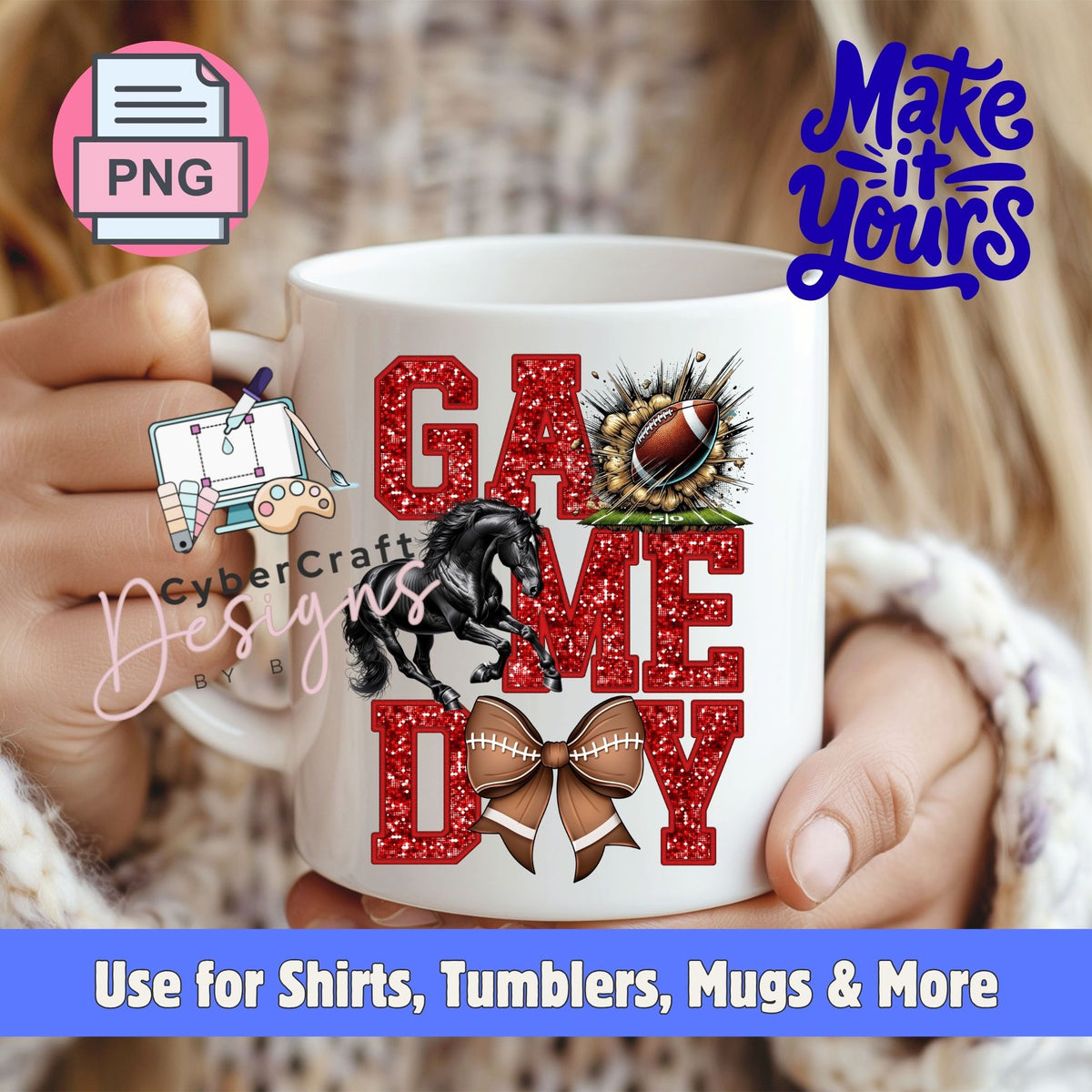 Digital PNG design displayed on a coffee mug mockup demonstrating sublimation and printable craft ideas.