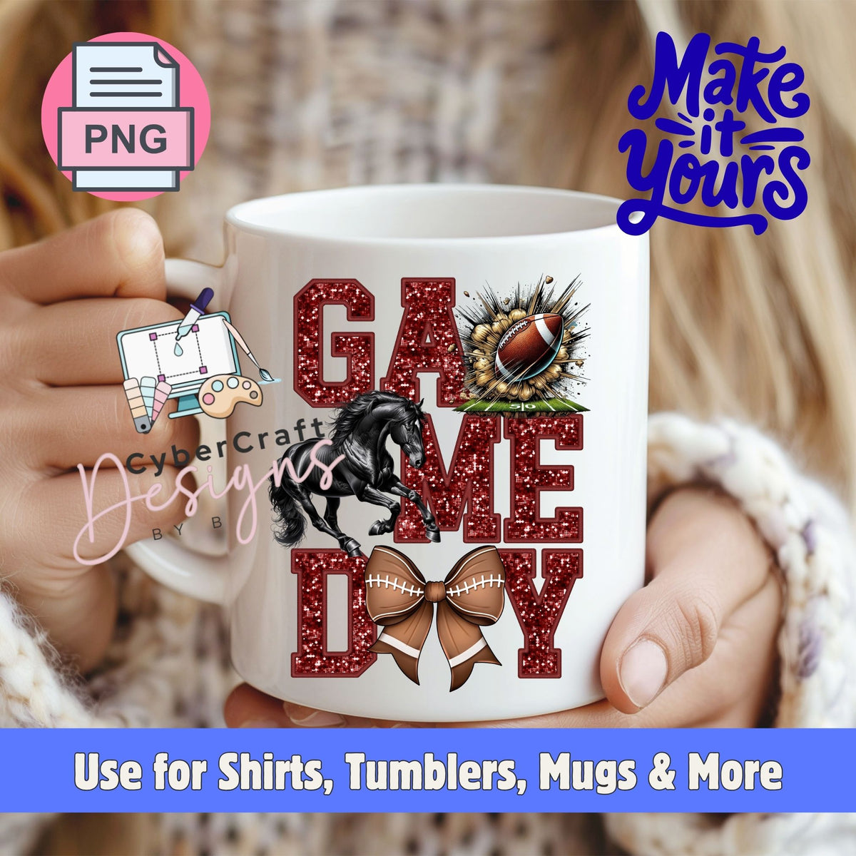 Digital PNG design displayed on a coffee mug mockup demonstrating sublimation and printable craft ideas.