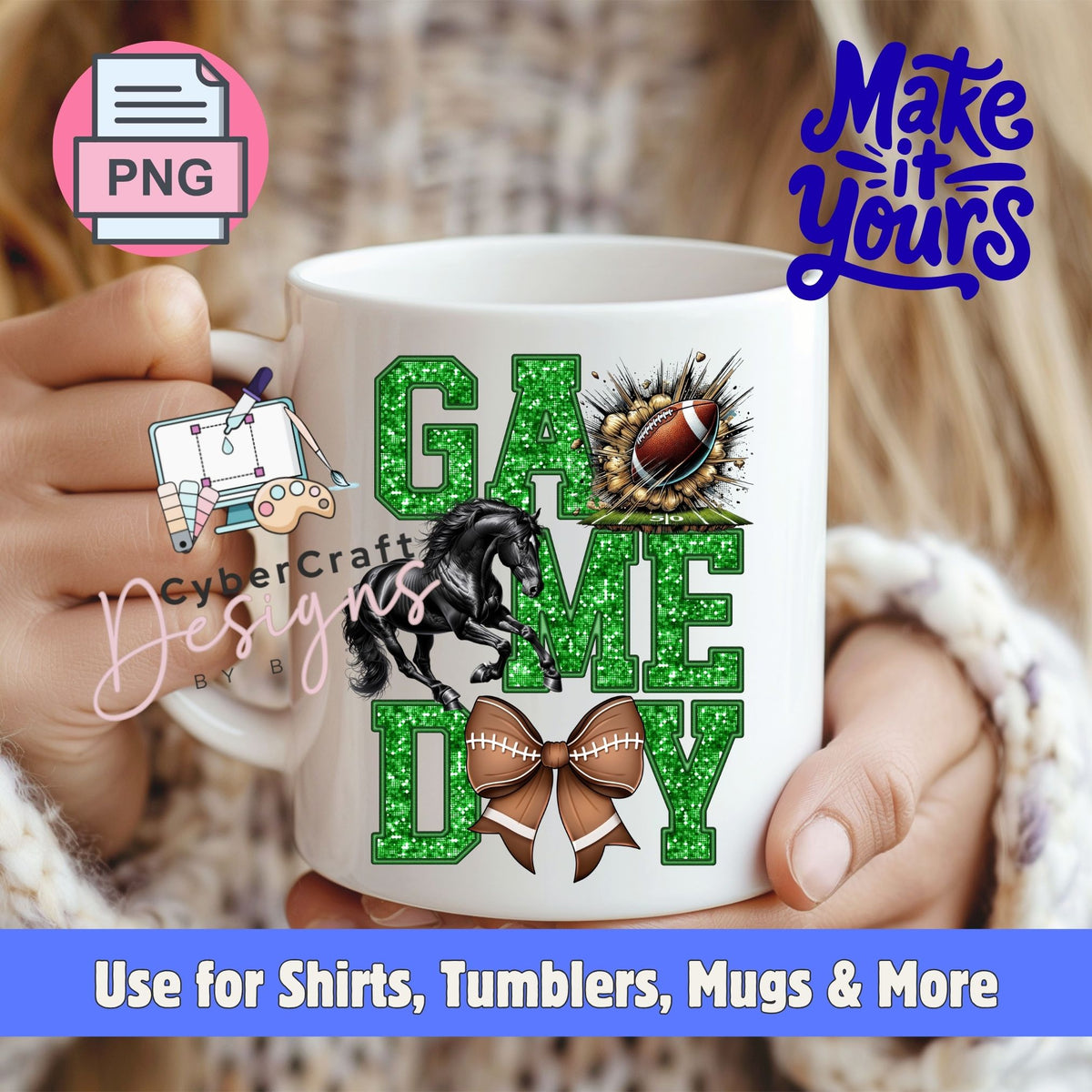 Digital PNG design displayed on a coffee mug mockup demonstrating sublimation and printable craft ideas.
