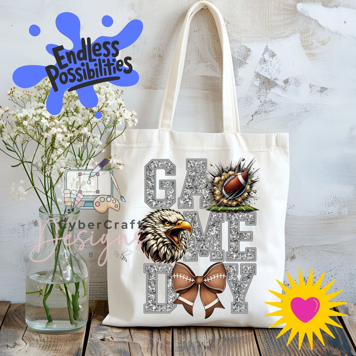 Digital PNG design displayed on a canvas tote bag mockup for DIY crafting and commercial product inspiration.