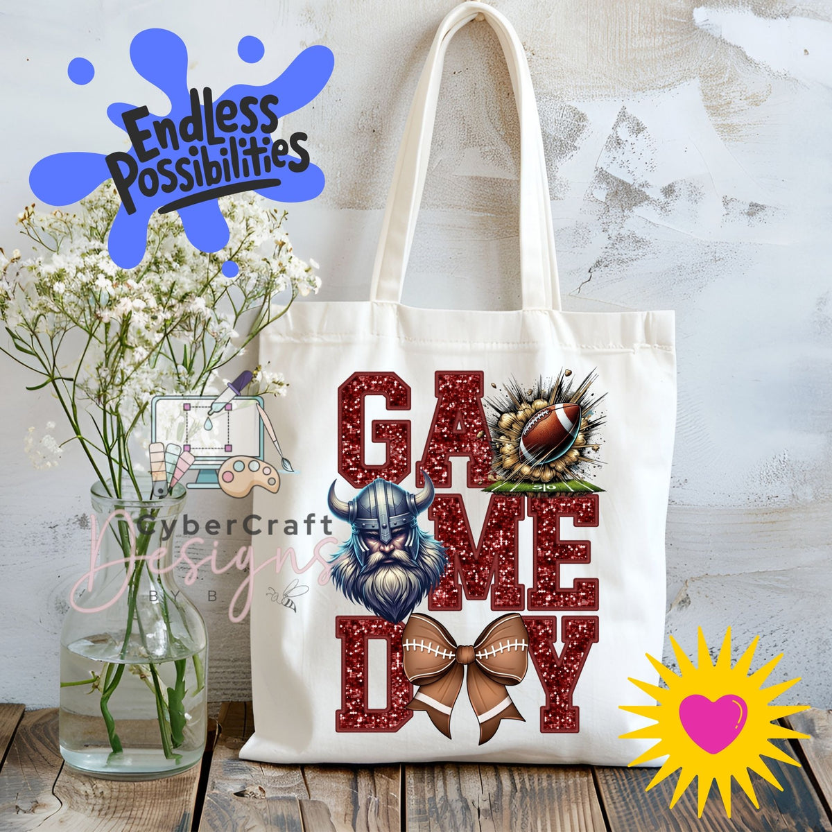 Digital PNG design displayed on a canvas tote bag mockup for DIY crafting and commercial product inspiration.