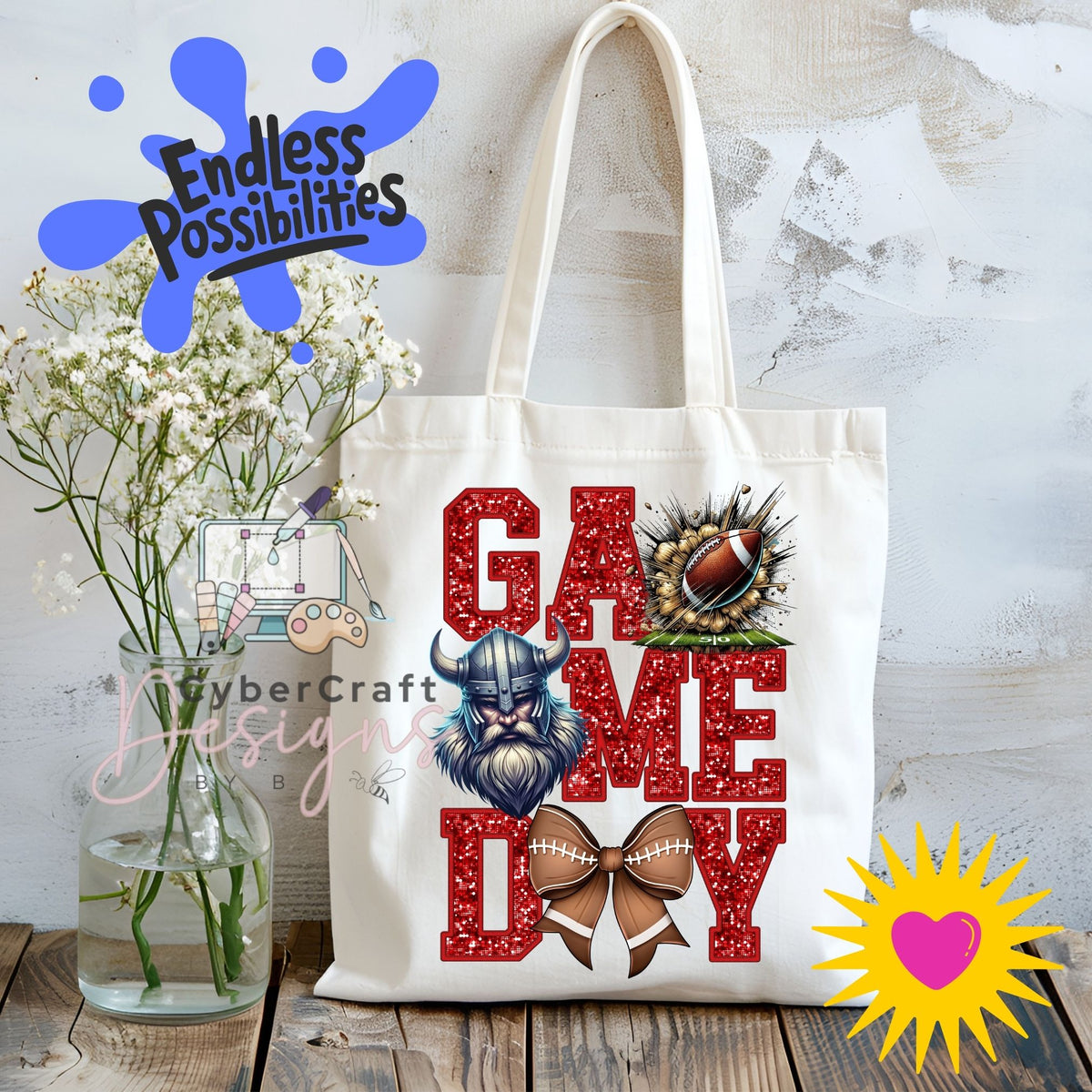 Digital PNG design displayed on a canvas tote bag mockup for DIY crafting and commercial product inspiration.