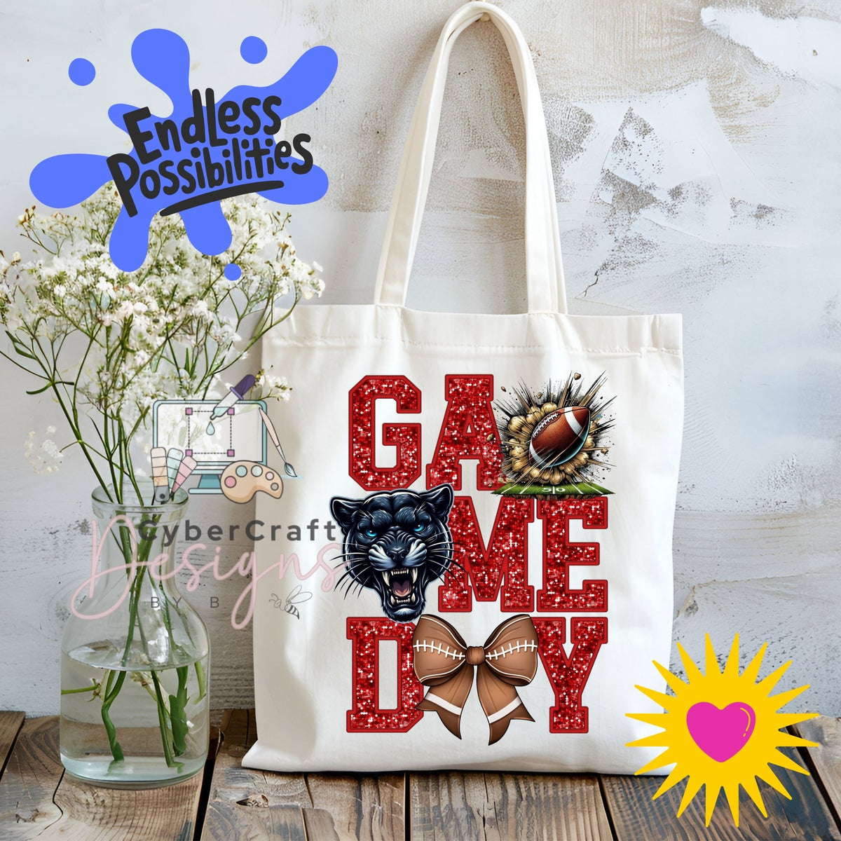 Digital PNG design displayed on a canvas tote bag mockup for DIY crafting and commercial product inspiration.