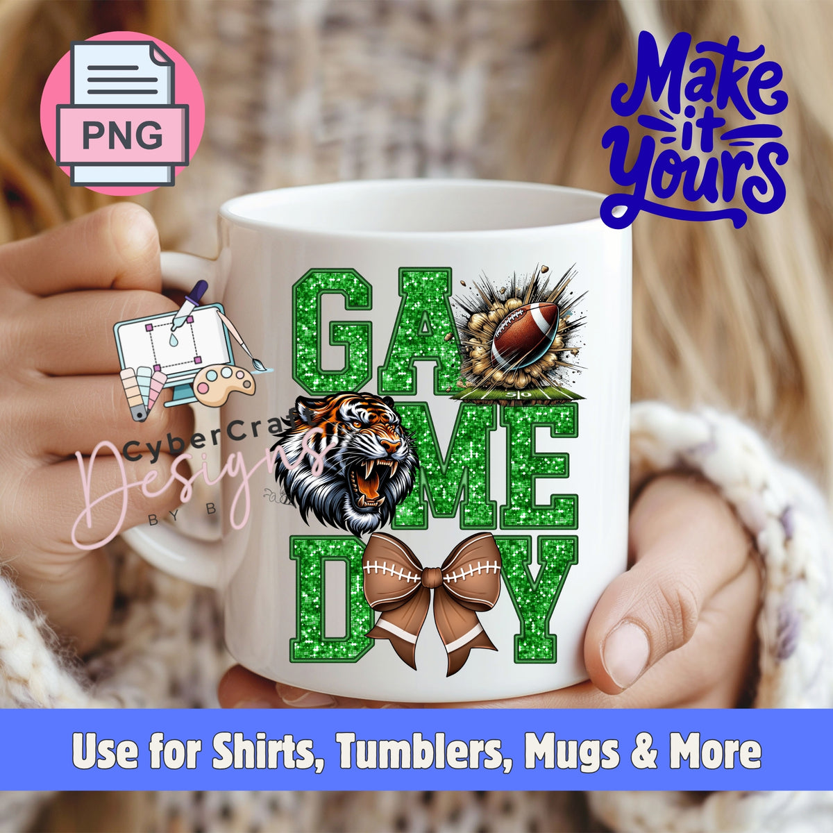 Digital PNG design displayed on a coffee mug mockup demonstrating sublimation and printable craft ideas.