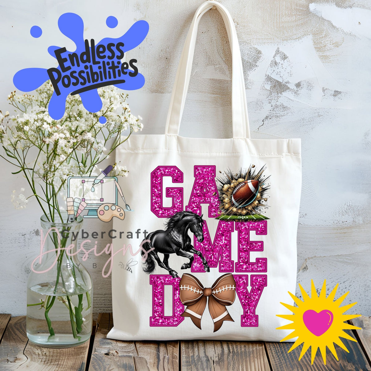 Digital PNG design displayed on a canvas tote bag mockup for DIY crafting and commercial product inspiration.