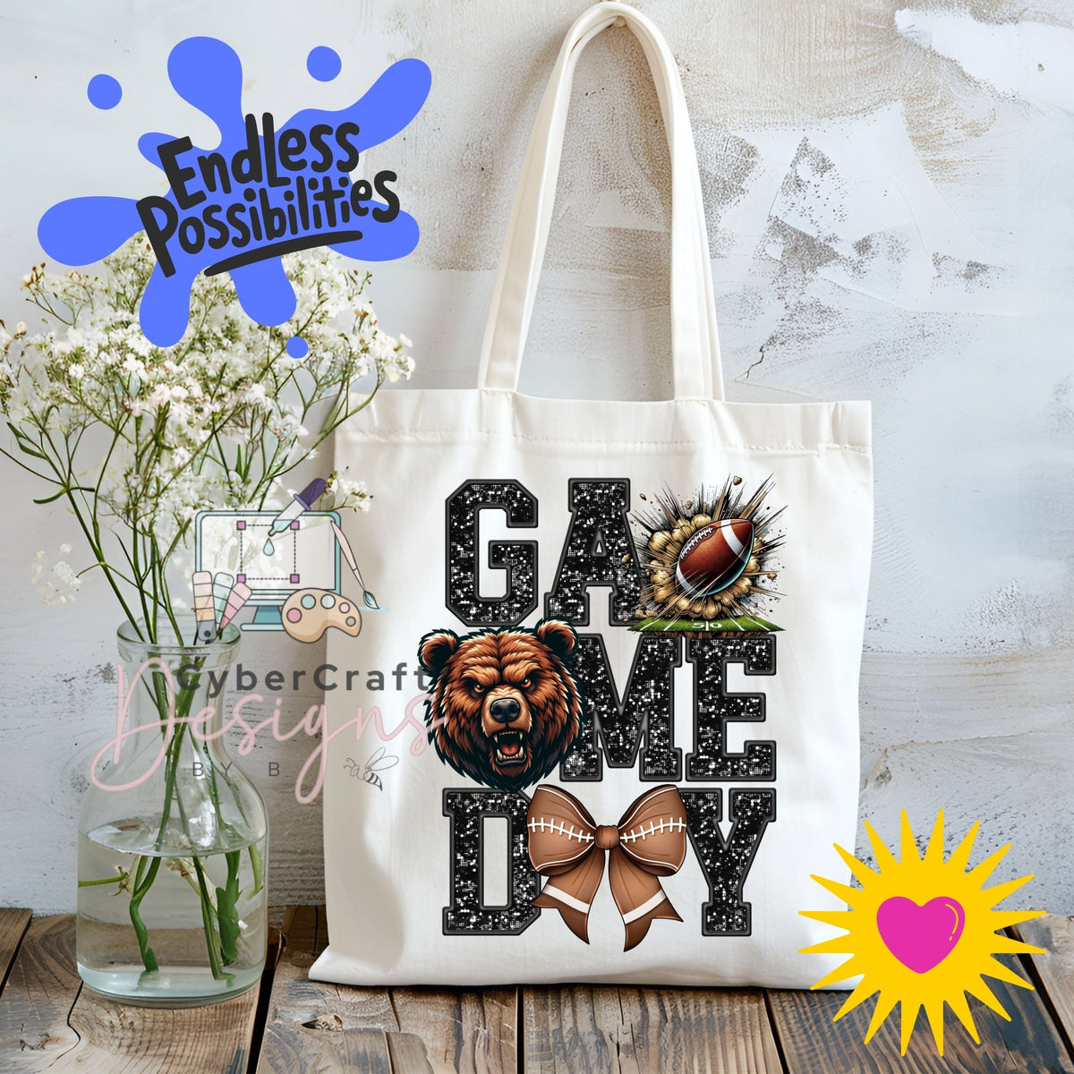 Digital PNG design displayed on a canvas tote bag mockup for DIY crafting and commercial product inspiration.