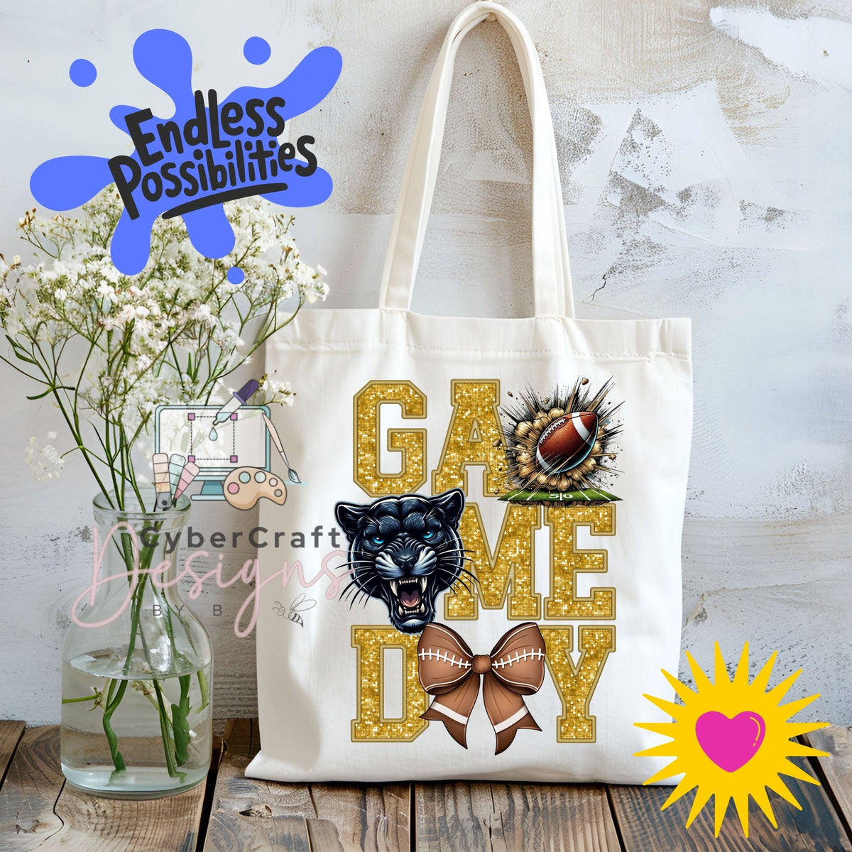 Digital PNG design displayed on a canvas tote bag mockup for DIY crafting and commercial product inspiration.