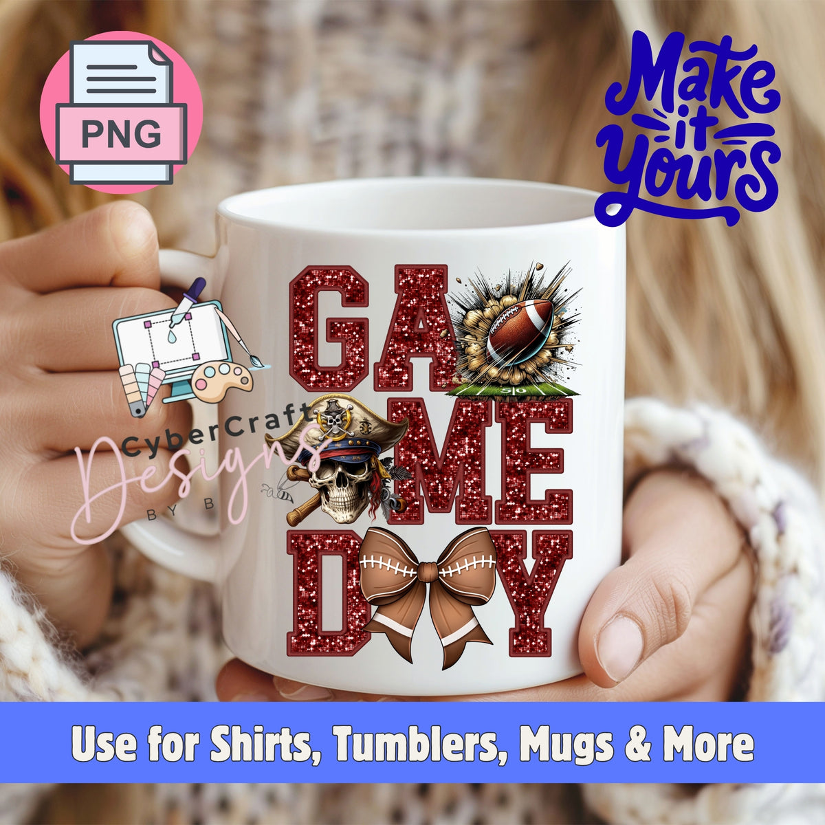 Digital PNG design displayed on a coffee mug mockup demonstrating sublimation and printable craft ideas.
